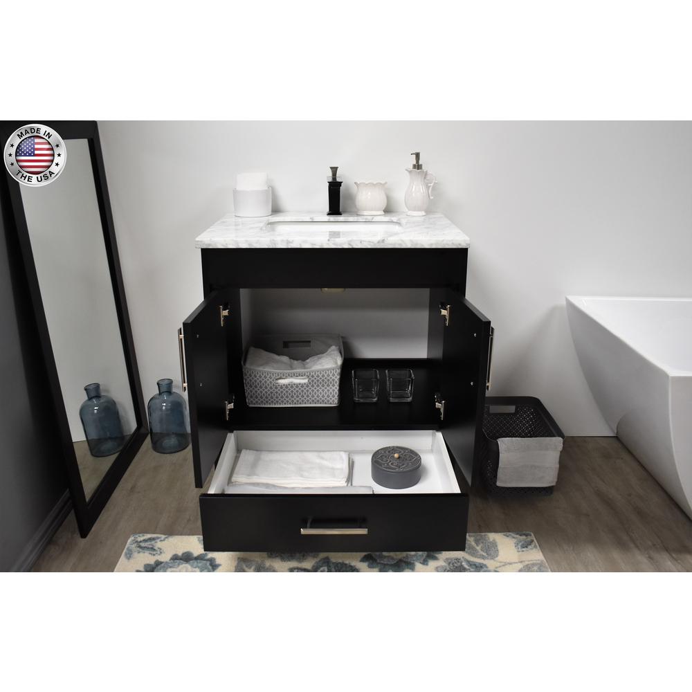 Capri 30" Modern Bathroom Vanity in White with Carrara Marble top By Volpa USA | Bathroom Accessories |  Modishstore  - 19