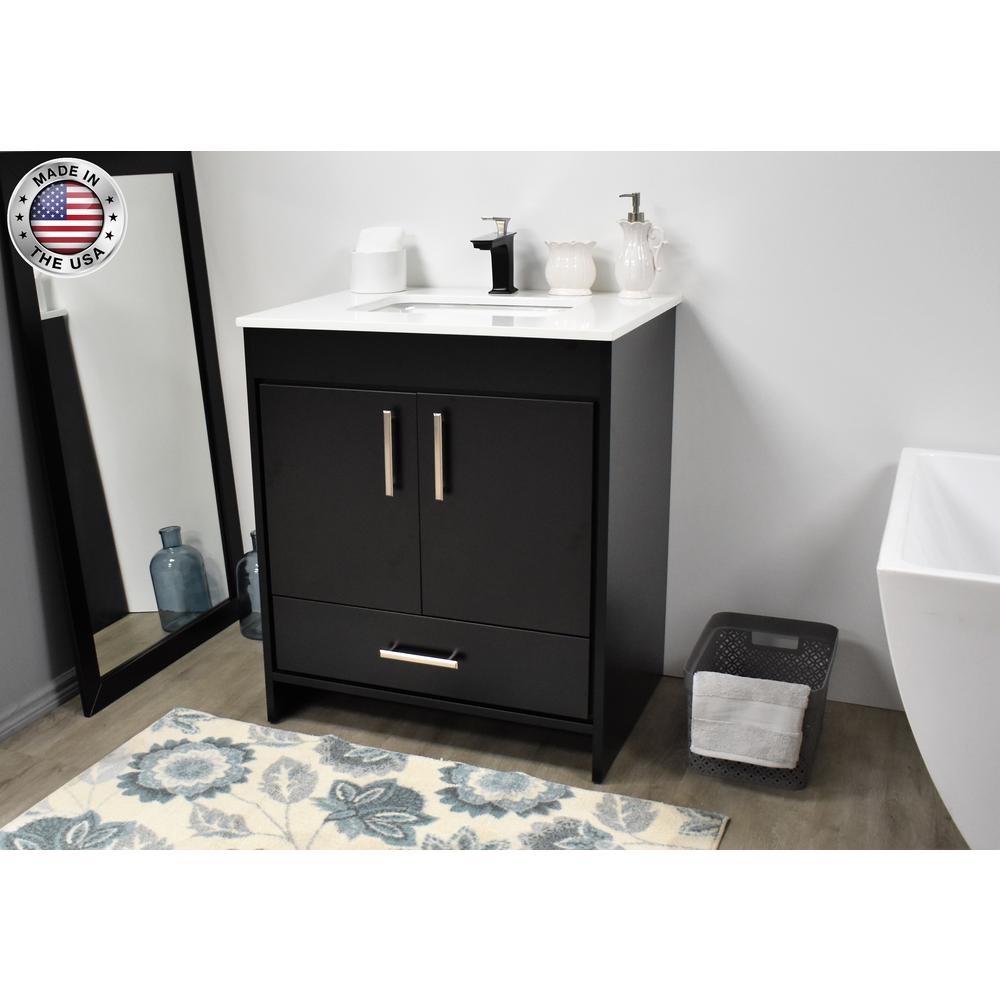 Capri 30" Modern Bathroom Vanity in White with White Microstone By Volpa USA | Bathroom Accessories |  Modishstore  - 18