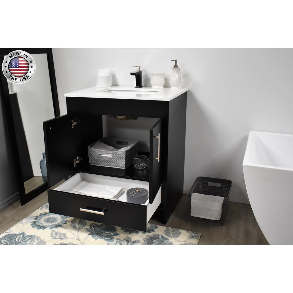 Capri 30" Modern Bathroom Vanity in White with White Microstone By Volpa USA | Bathroom Accessories |  Modishstore  - 25