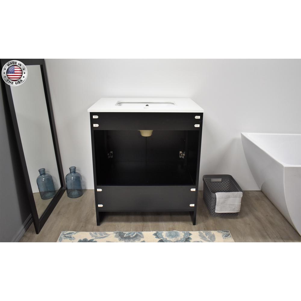 Capri 30" Modern Bathroom Vanity in White with White Microstone By Volpa USA | Bathroom Accessories |  Modishstore  - 24