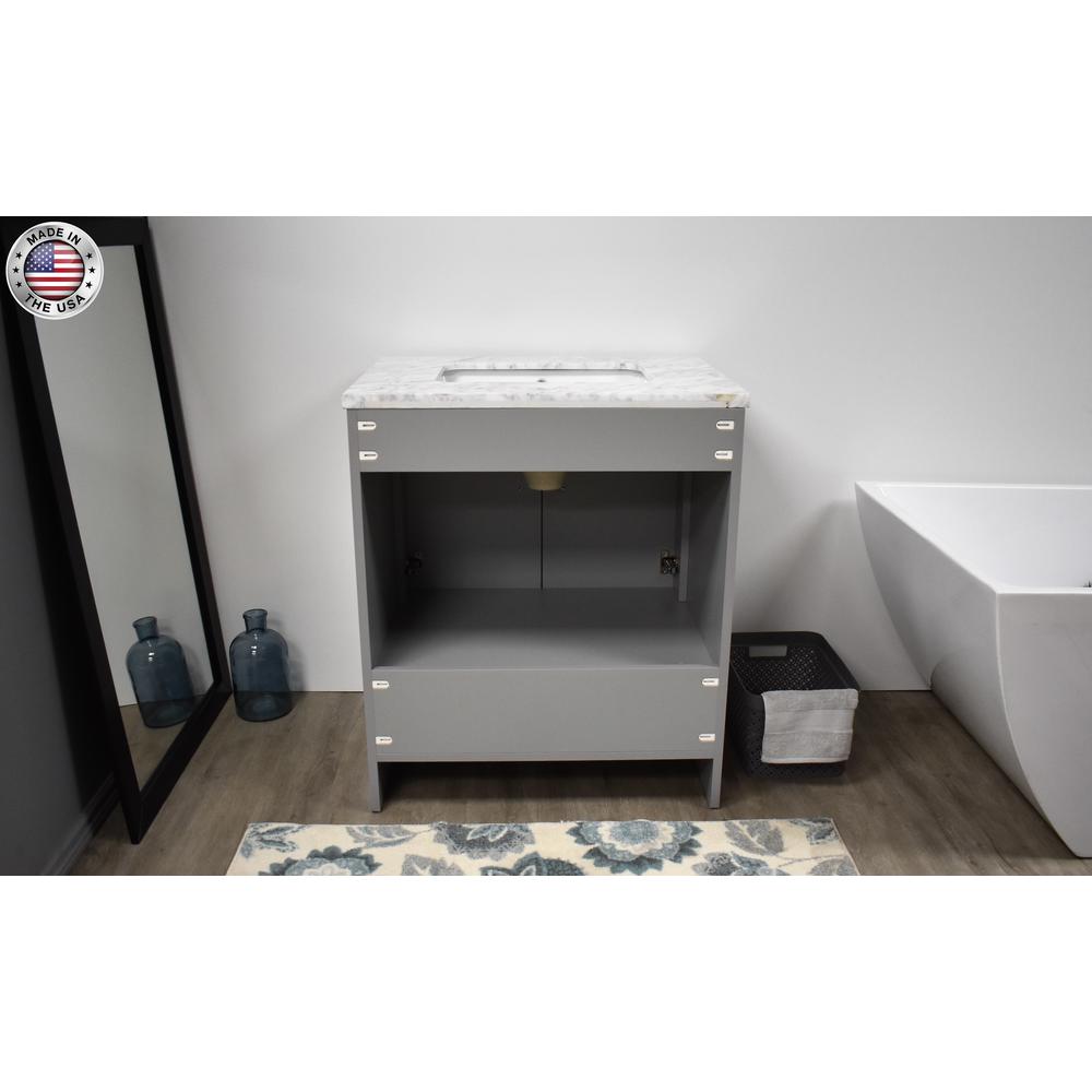Capri 30" Modern Bathroom Vanity in White with Carrara Marble top By Volpa USA | Bathroom Accessories |  Modishstore  - 14