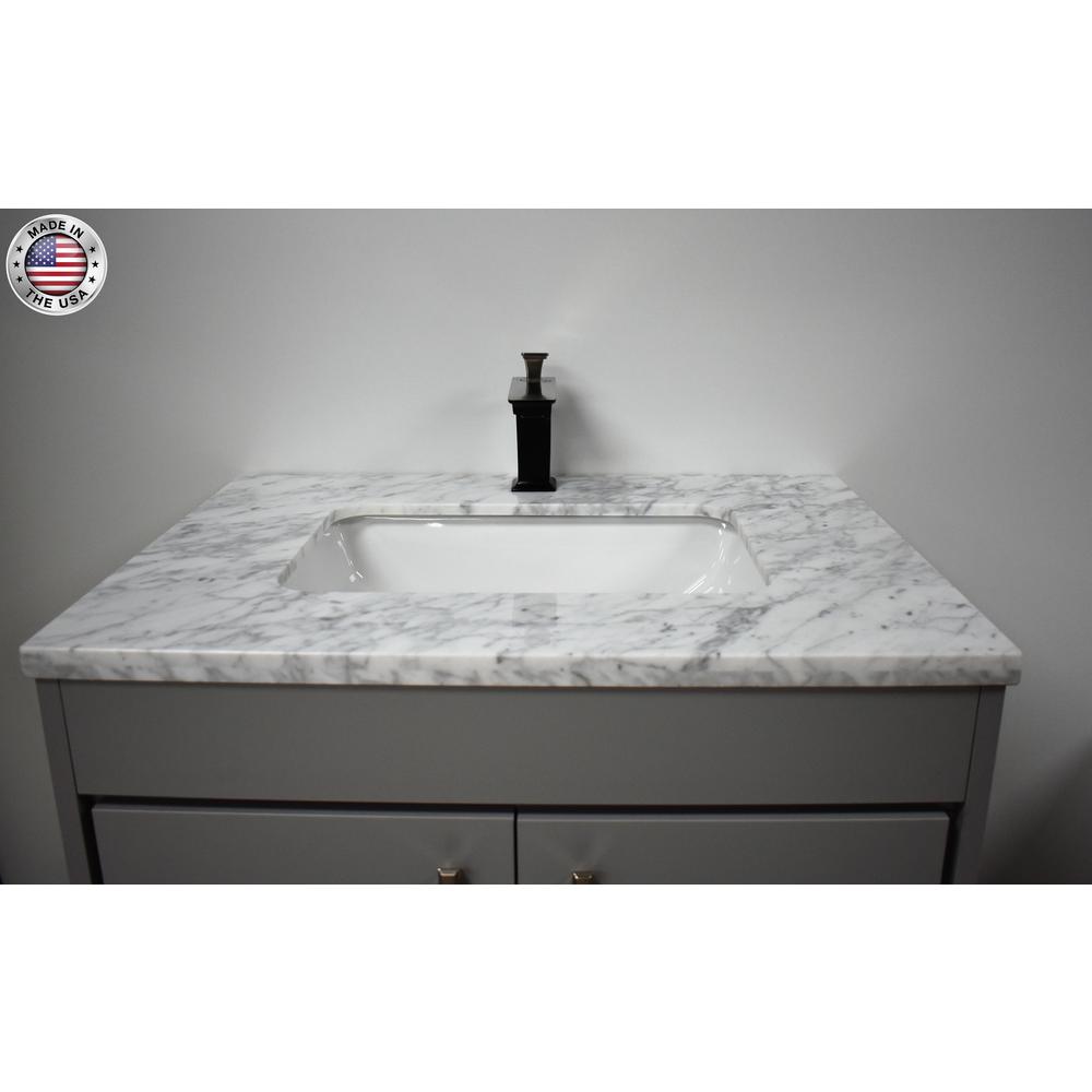 Capri 30" Modern Bathroom Vanity in White with Carrara Marble top By Volpa USA | Bathroom Accessories |  Modishstore  - 13
