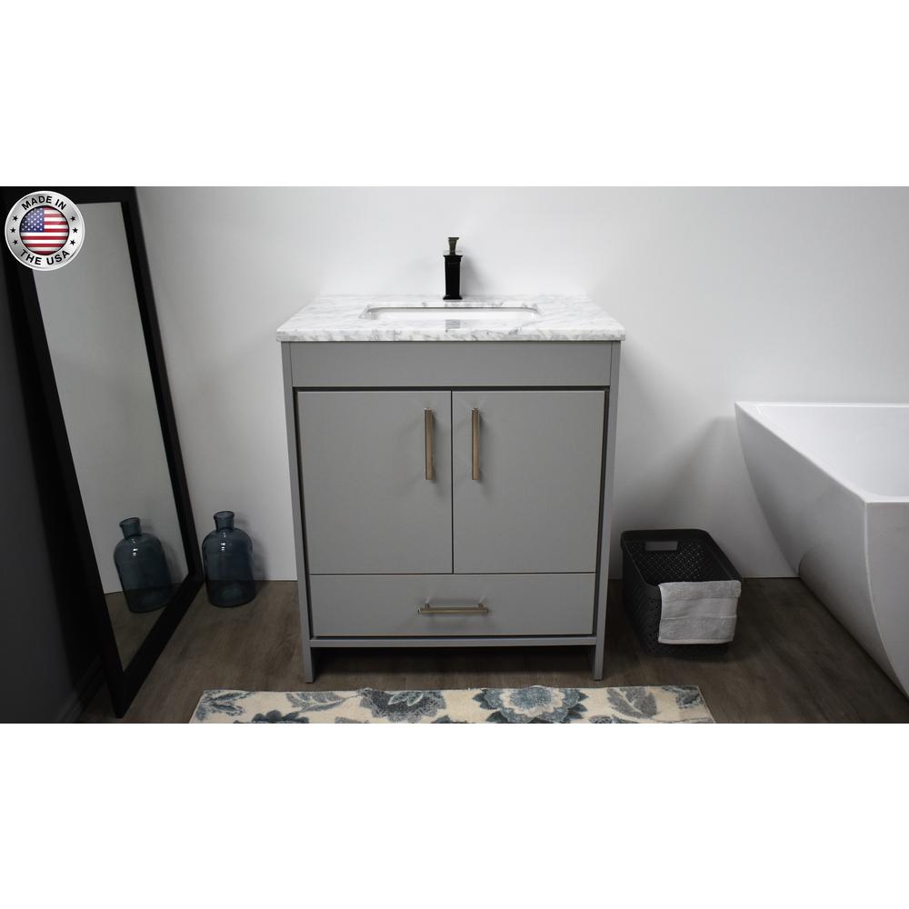 Capri 30" Modern Bathroom Vanity in White with Carrara Marble top By Volpa USA | Bathroom Accessories |  Modishstore  - 10