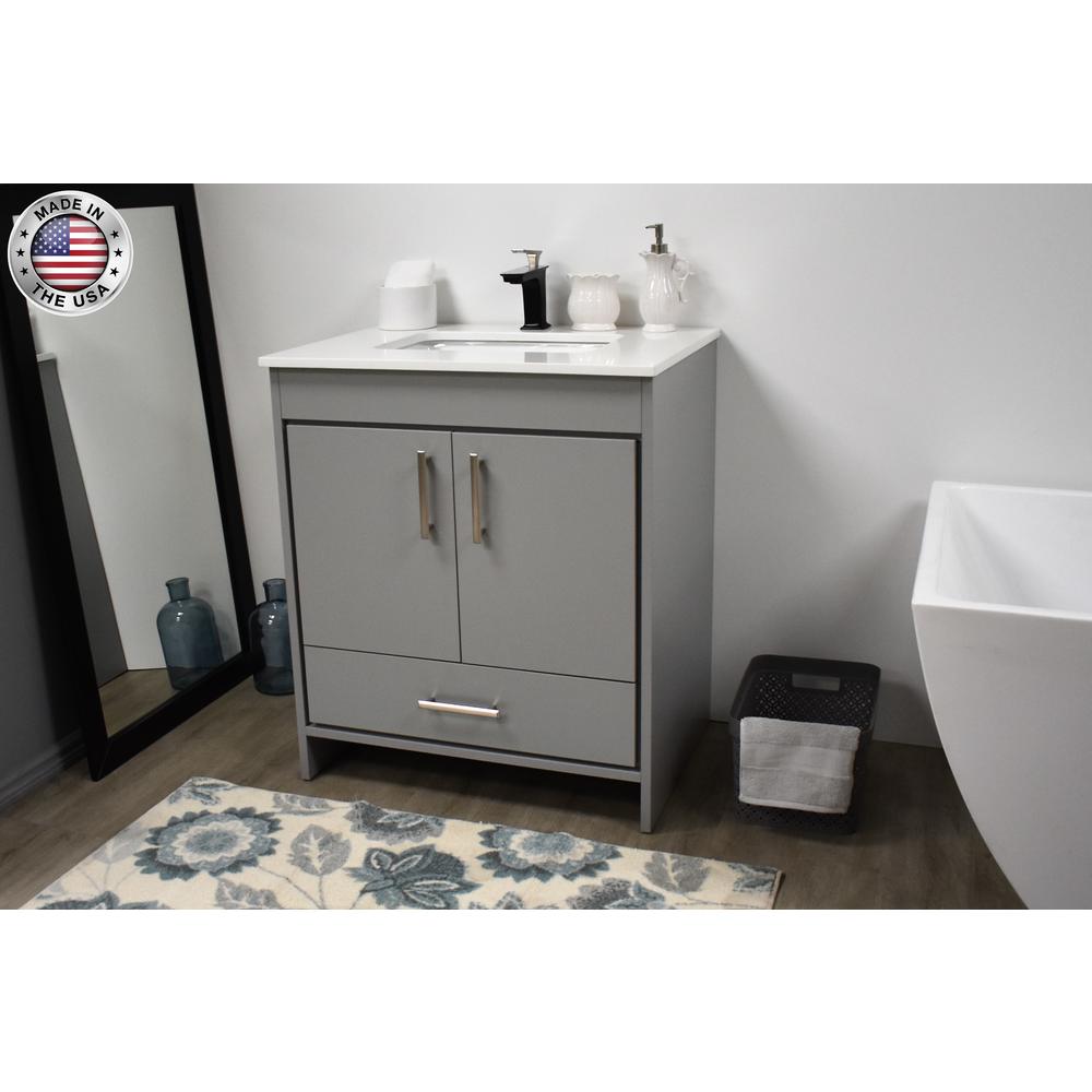 Capri 30" Modern Bathroom Vanity in White with White Microstone By Volpa USA | Bathroom Accessories |  Modishstore  - 10
