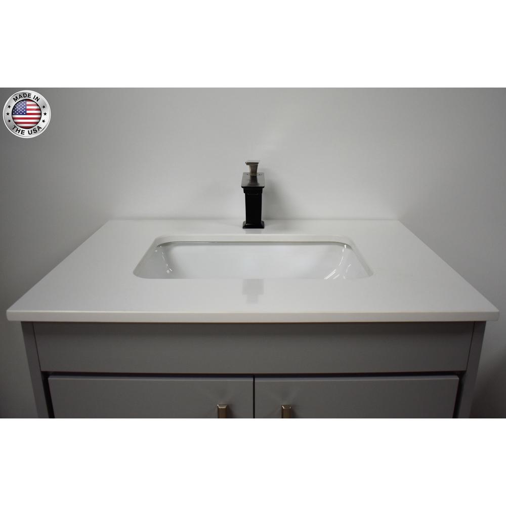 Capri 30" Modern Bathroom Vanity in White with White Microstone By Volpa USA | Bathroom Accessories |  Modishstore  - 14