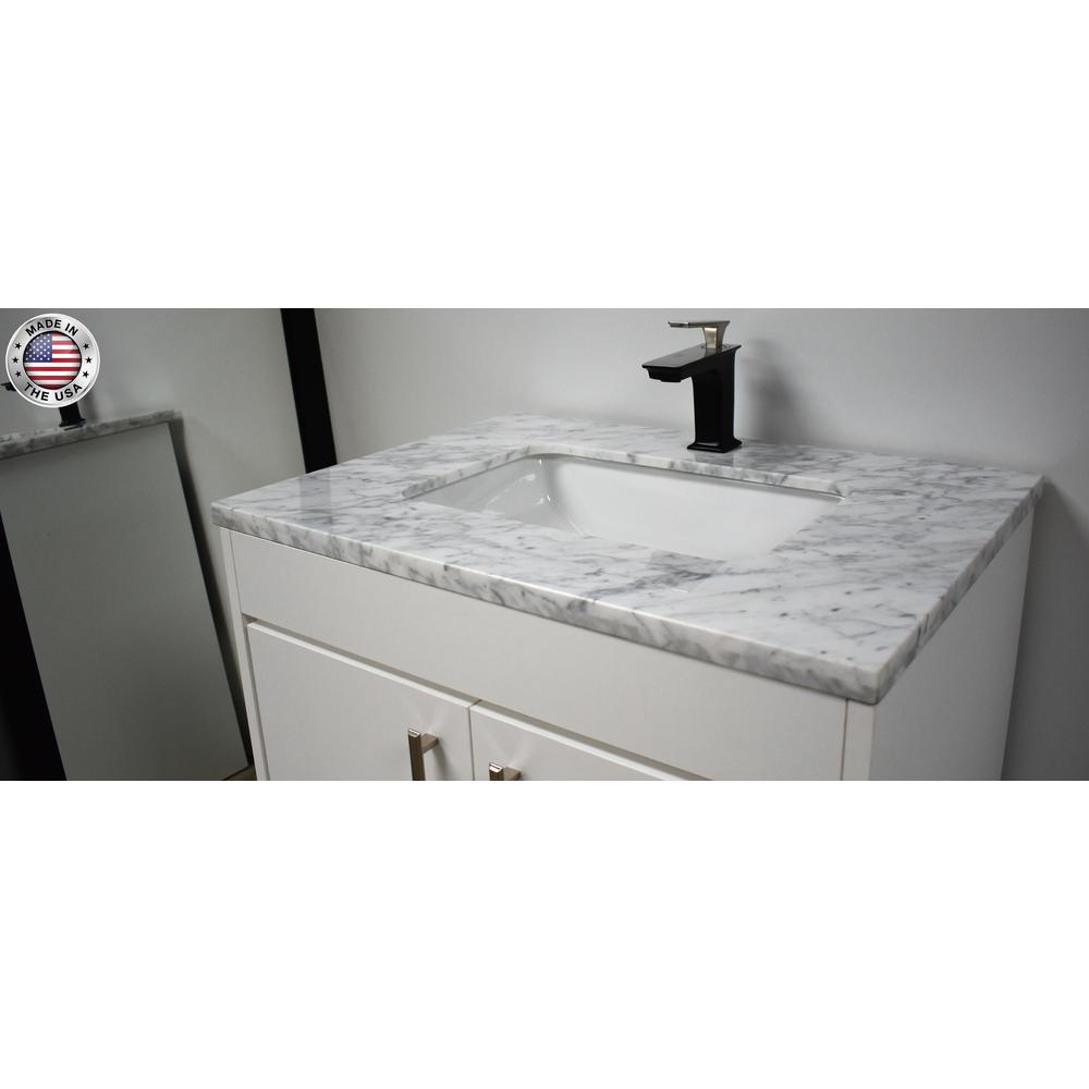 Capri 30" Modern Bathroom Vanity in White with Carrara Marble top By Volpa USA | Bathroom Accessories |  Modishstore  - 5