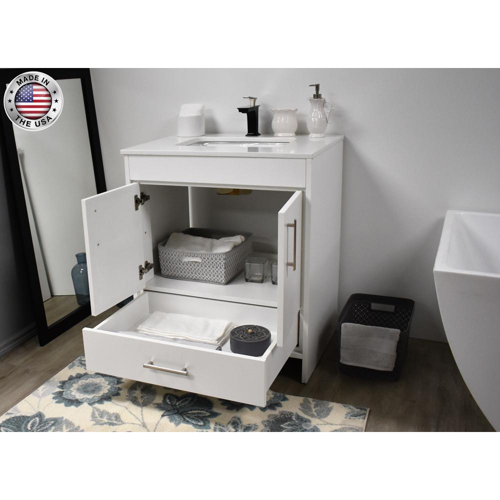 Capri 30" Modern Bathroom Vanity in White with White Microstone By Volpa USA | Bathroom Accessories |  Modishstore  - 9