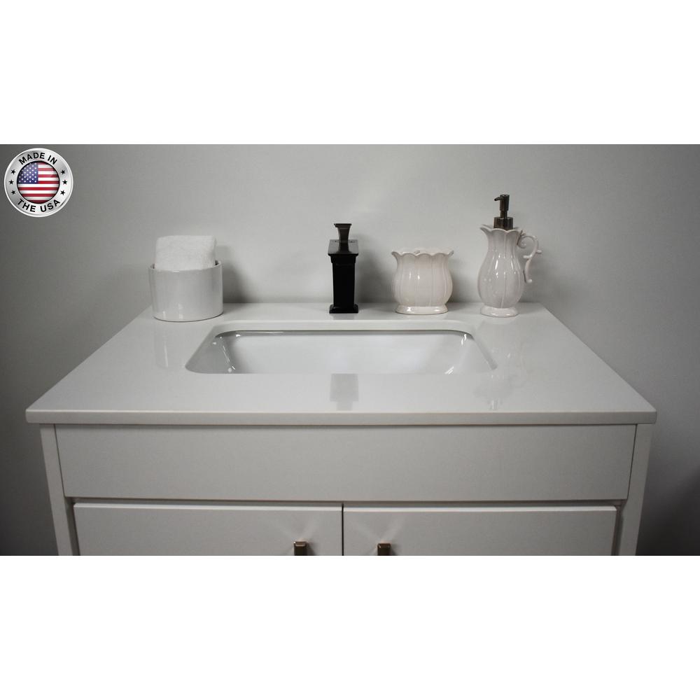 Capri 30" Modern Bathroom Vanity in White with White Microstone By Volpa USA | Bathroom Accessories |  Modishstore  - 6