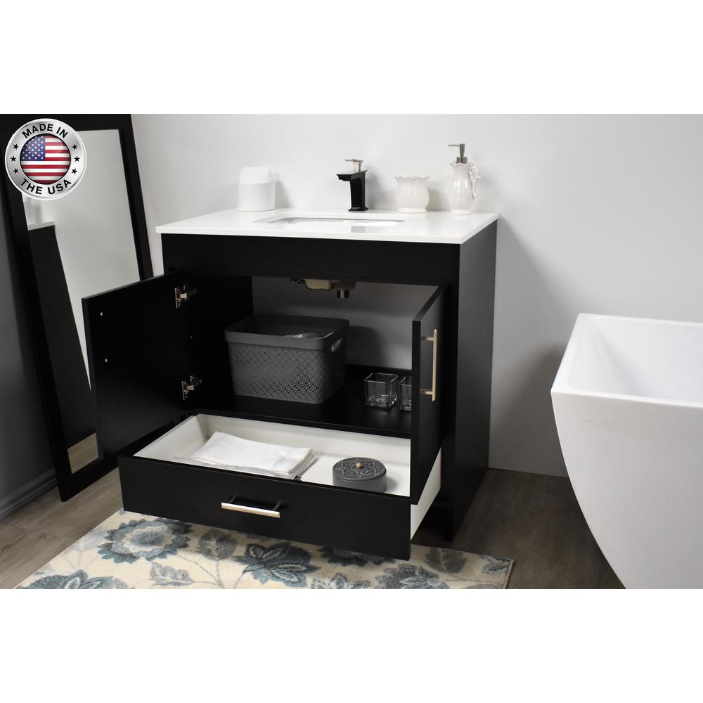 Capri 36" Modern Bathroom Vanity in White with White Microstone By Volpa USA | Bathroom Accessories |  Modishstore  - 24