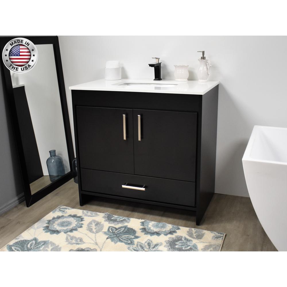 Capri 36" Modern Bathroom Vanity in White with White Microstone By Volpa USA | Bathroom Accessories |  Modishstore  - 16
