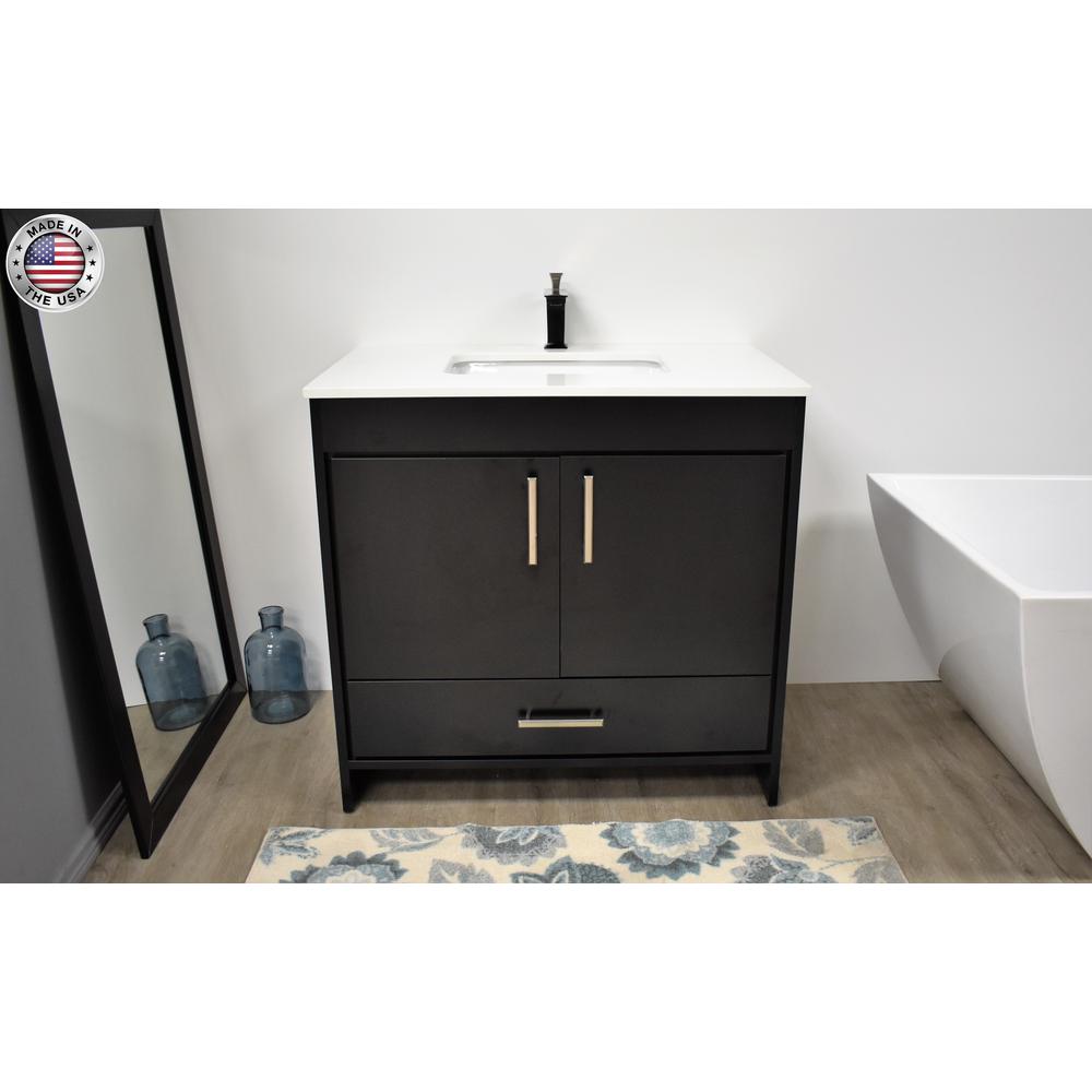 Capri 36" Modern Bathroom Vanity in White with White Microstone By Volpa USA | Bathroom Accessories |  Modishstore  - 20