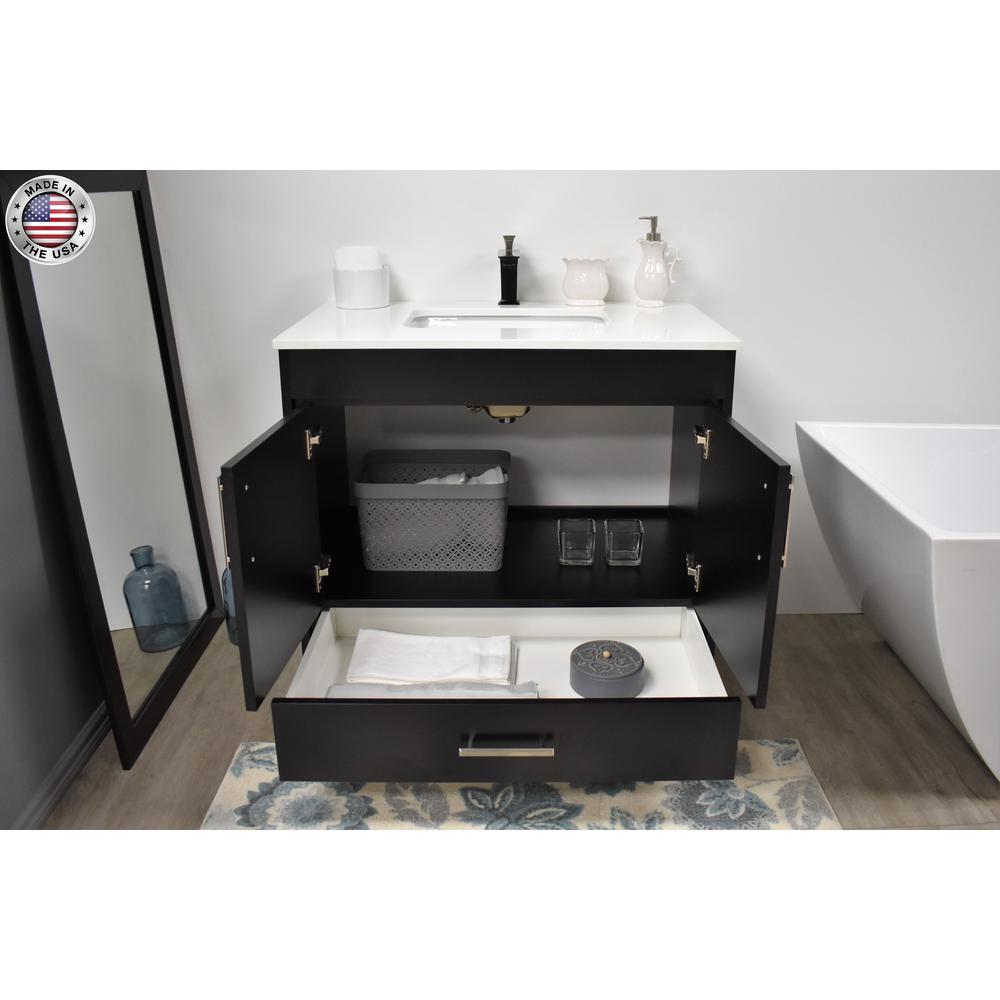 Capri 36" Modern Bathroom Vanity in White with White Microstone By Volpa USA | Bathroom Accessories |  Modishstore  - 17