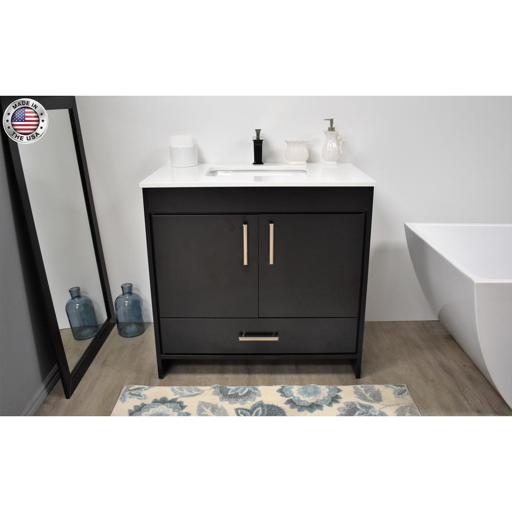 Capri 36" Modern Bathroom Vanity in White with White Microstone By Volpa USA | Bathroom Accessories |  Modishstore  - 19