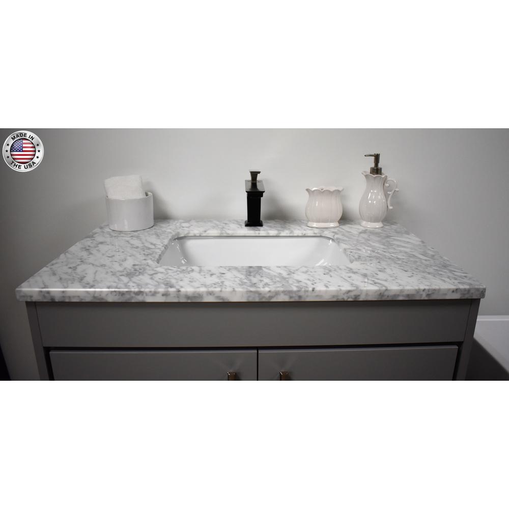 Capri 36" Modern Bathroom Vanity in White with Carrara Marble By Volpa USA | Bathroom Accessories |  Modishstore  - 13