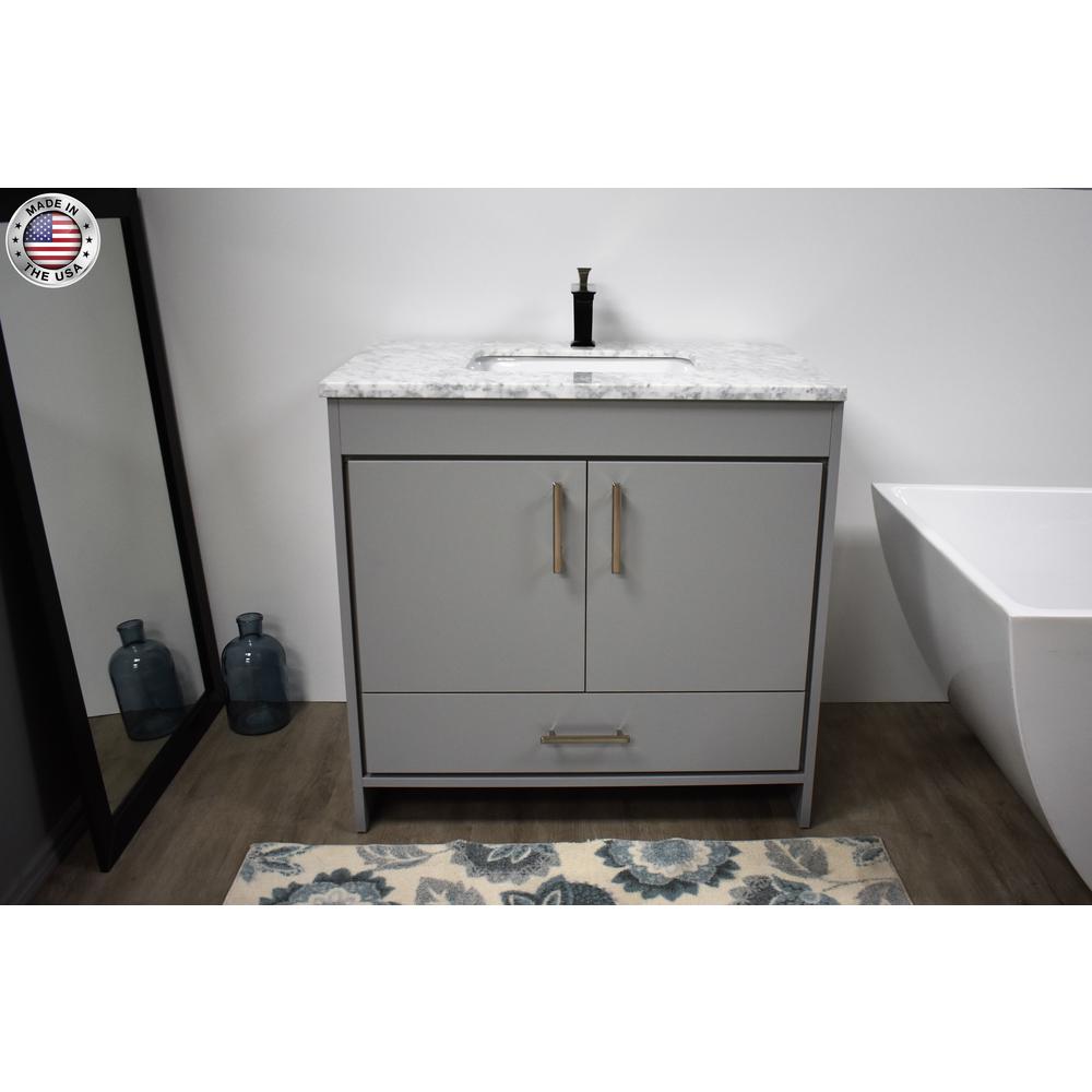 Capri 36" Modern Bathroom Vanity in White with Carrara Marble By Volpa USA | Bathroom Accessories |  Modishstore  - 12