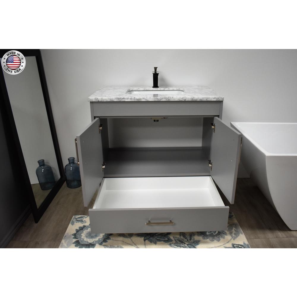 Capri 36" Modern Bathroom Vanity in White with Carrara Marble By Volpa USA | Bathroom Accessories |  Modishstore  - 11