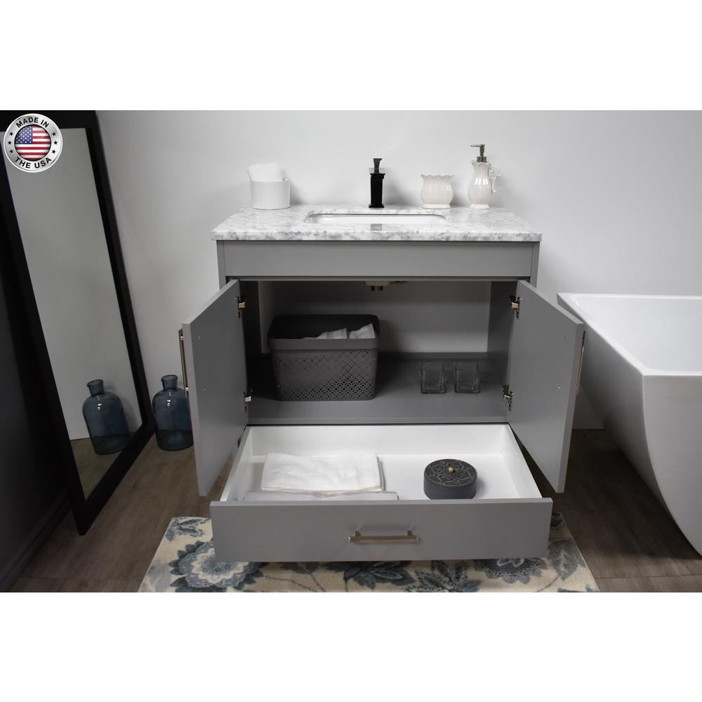 Capri 36" Modern Bathroom Vanity in White with Carrara Marble By Volpa USA | Bathroom Accessories |  Modishstore  - 10