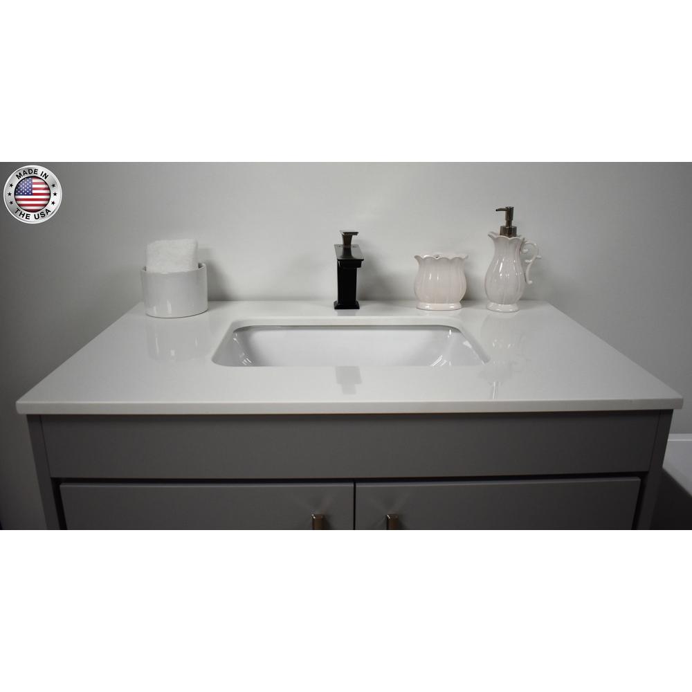Capri 36" Modern Bathroom Vanity in White with White Microstone By Volpa USA | Bathroom Accessories |  Modishstore  - 12