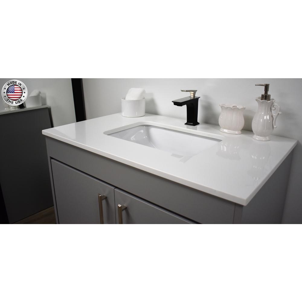 Capri 36" Modern Bathroom Vanity in White with White Microstone By Volpa USA | Bathroom Accessories |  Modishstore  - 13