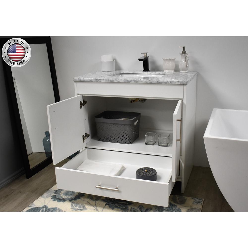 Capri 36" Modern Bathroom Vanity in White with Carrara Marble By Volpa USA | Bathroom Accessories |  Modishstore  - 8