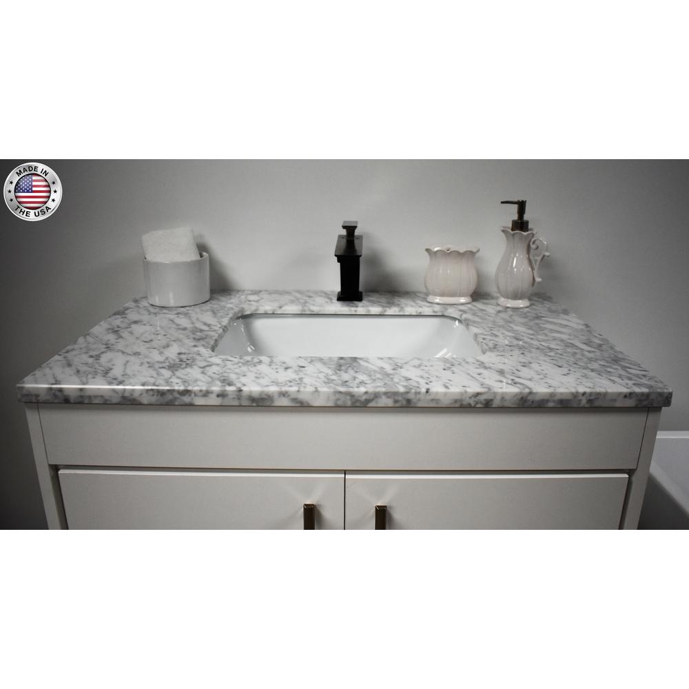Capri 36" Modern Bathroom Vanity in White with Carrara Marble By Volpa USA | Bathroom Accessories |  Modishstore  - 5