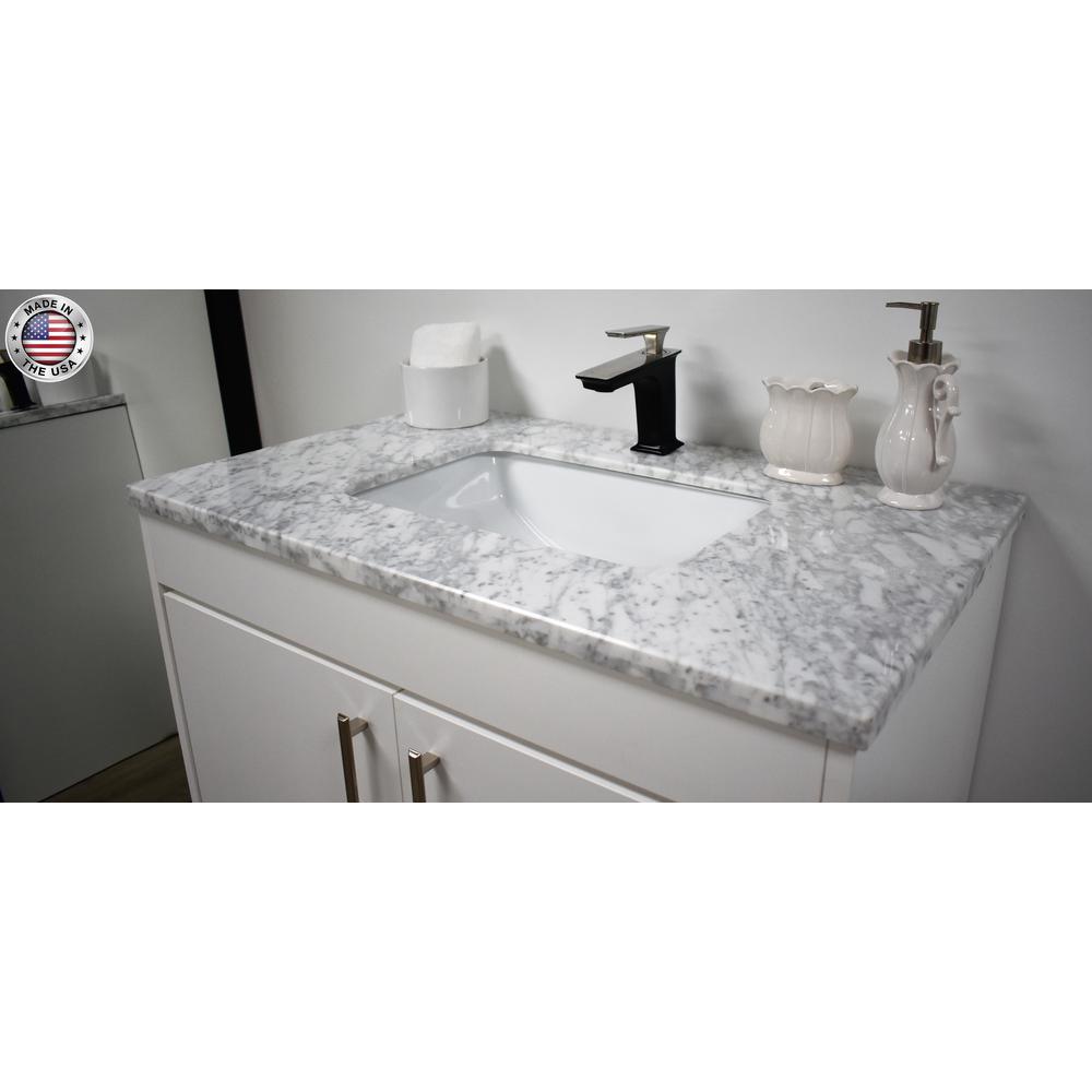 Capri 36" Modern Bathroom Vanity in White with Carrara Marble By Volpa USA | Bathroom Accessories |  Modishstore  - 6