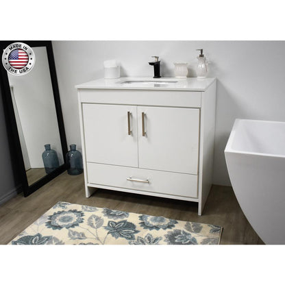 Capri 36" Modern Bathroom Vanity in White with White Microstone By Volpa USA | Bathroom Accessories |  Modishstore 