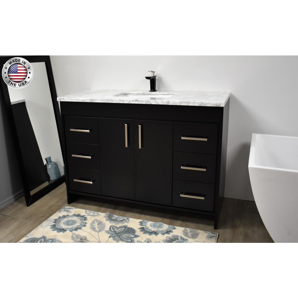 Capri 48" Modern Bathroom Vanity in Grey with Carrara Marble By Volpa USA | Bathroom Accessories |  Modishstore  - 9