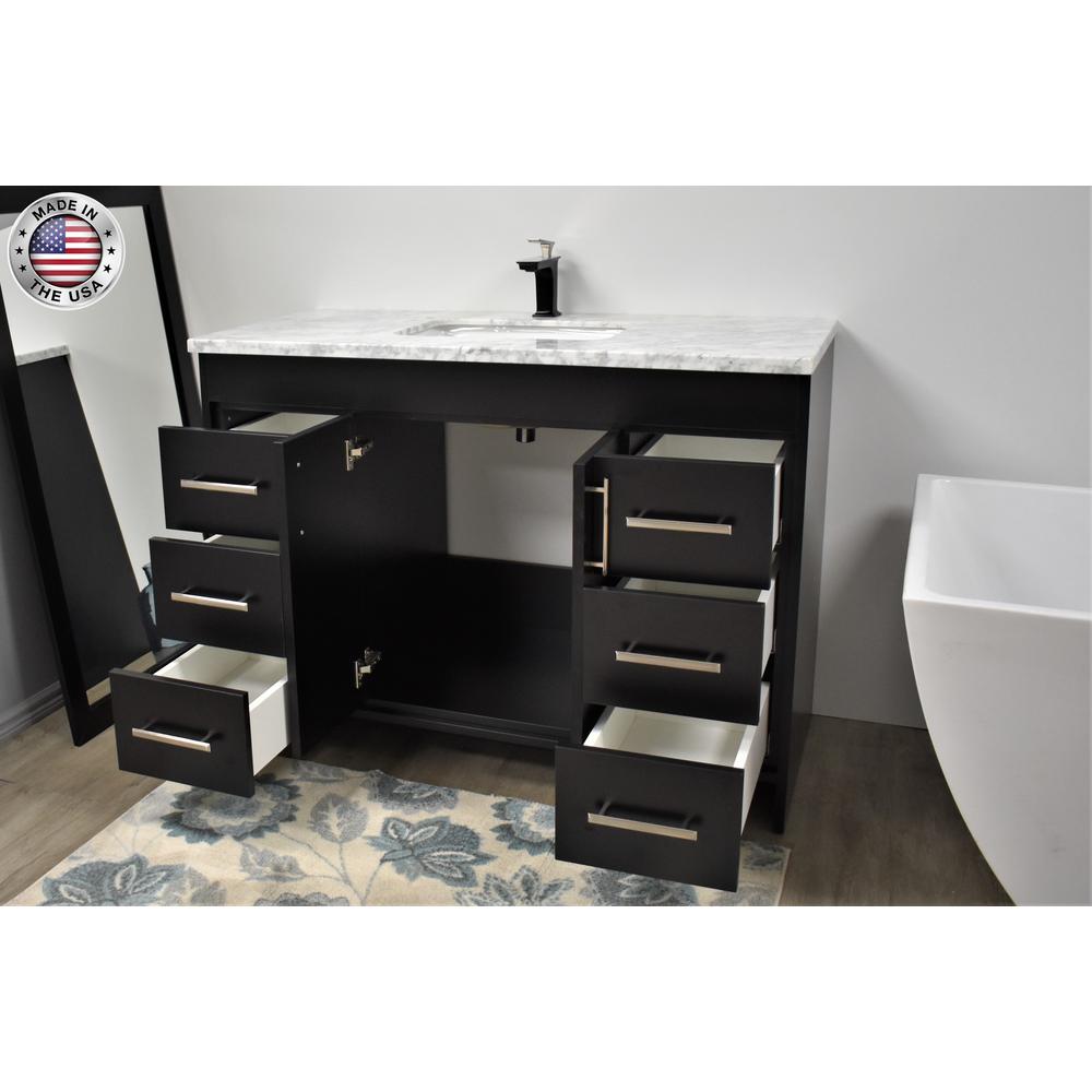 Capri 48" Modern Bathroom Vanity in Grey with Carrara Marble By Volpa USA | Bathroom Accessories |  Modishstore  - 15