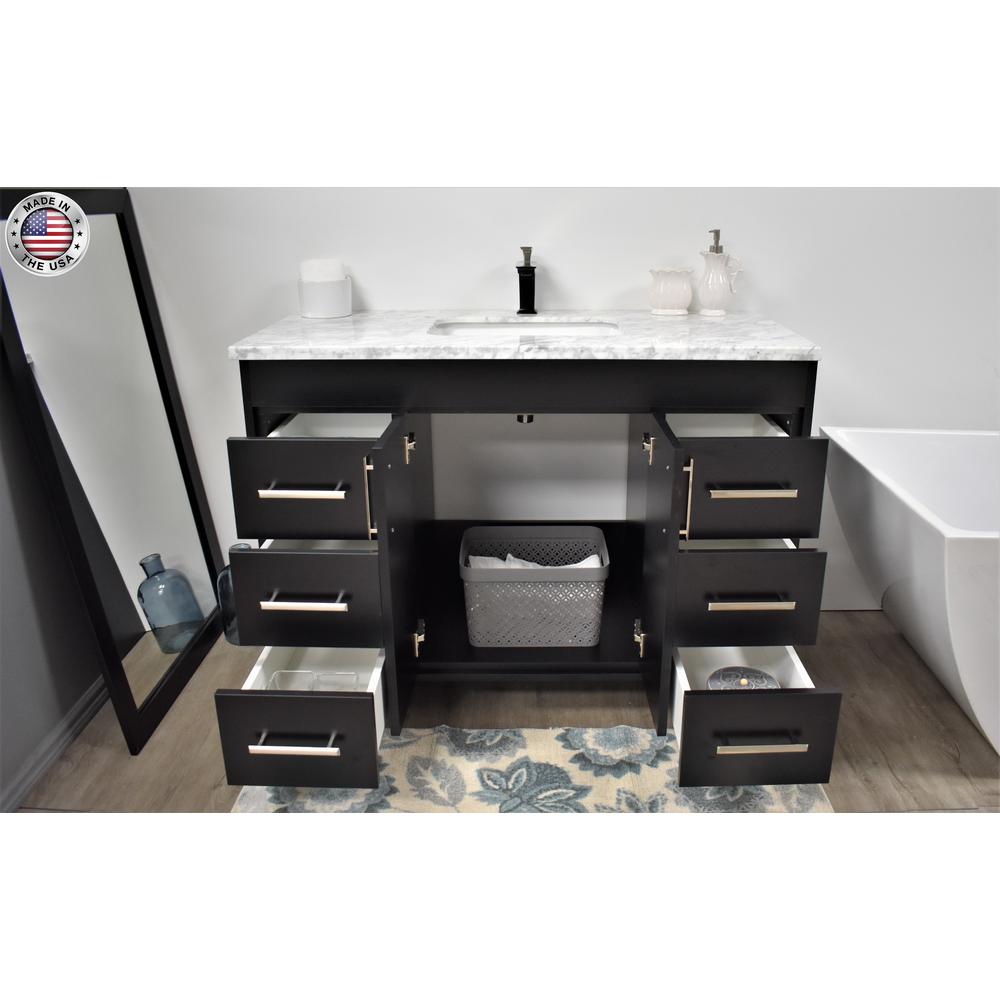 Capri 48" Modern Bathroom Vanity in Grey with Carrara Marble By Volpa USA | Bathroom Accessories |  Modishstore  - 10