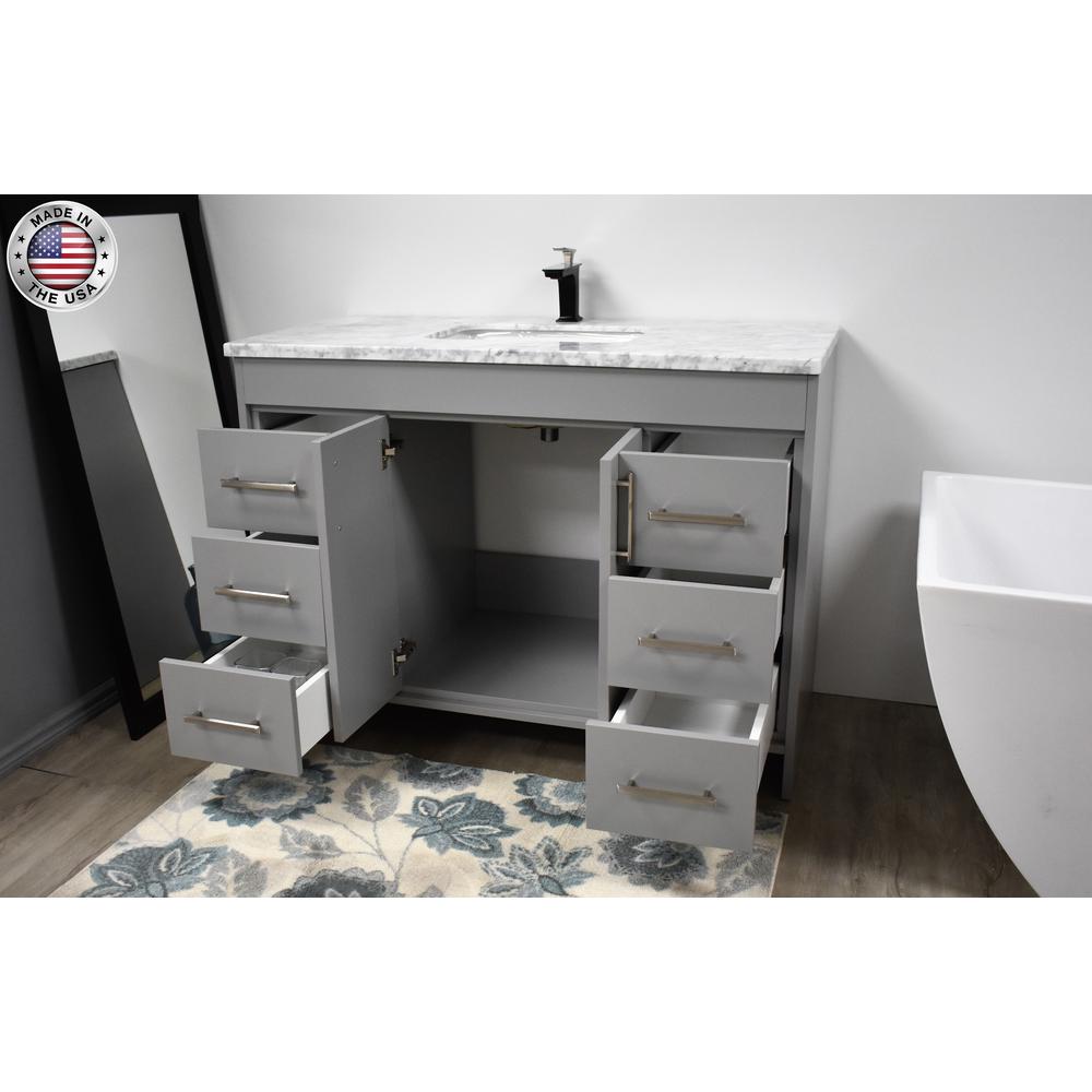 Capri 48" Modern Bathroom Vanity in Grey with Carrara Marble By Volpa USA | Bathroom Accessories |  Modishstore  - 2