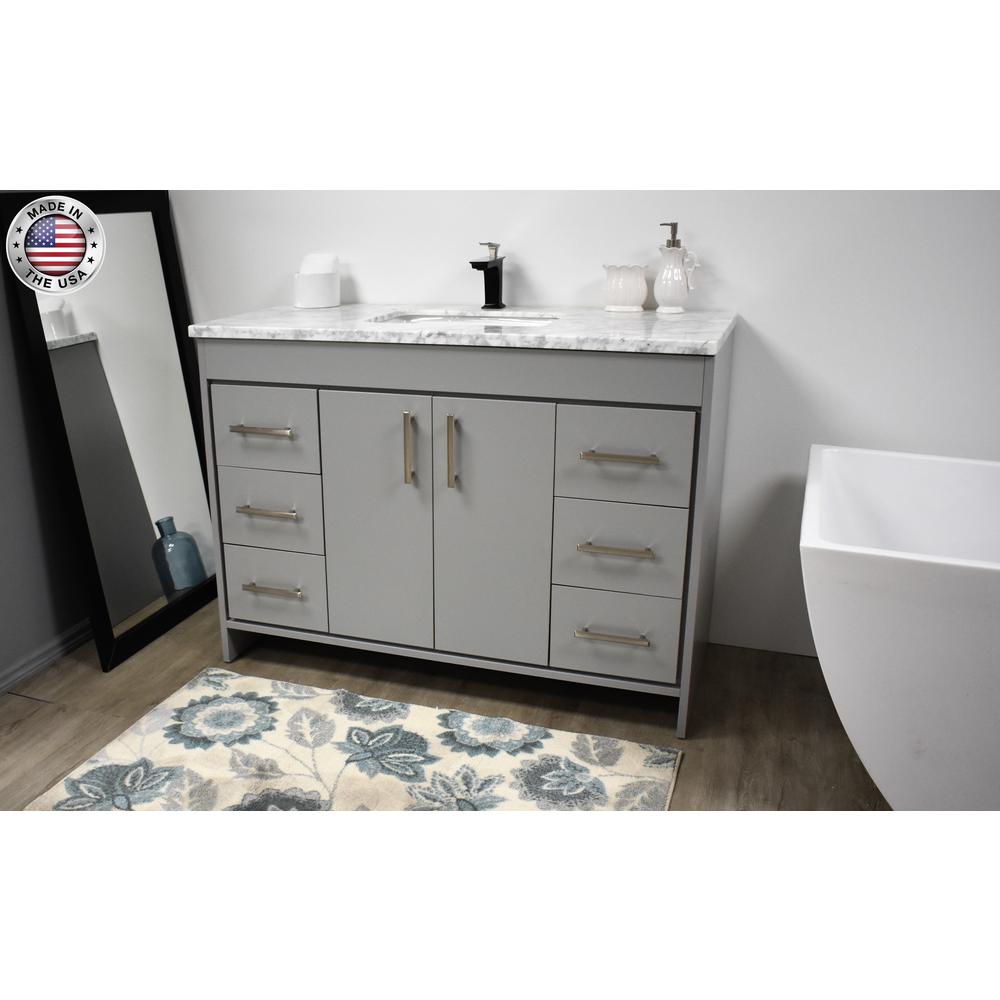Capri 48" Modern Bathroom Vanity in Grey with Carrara Marble By Volpa USA | Bathroom Accessories |  Modishstore  - 7