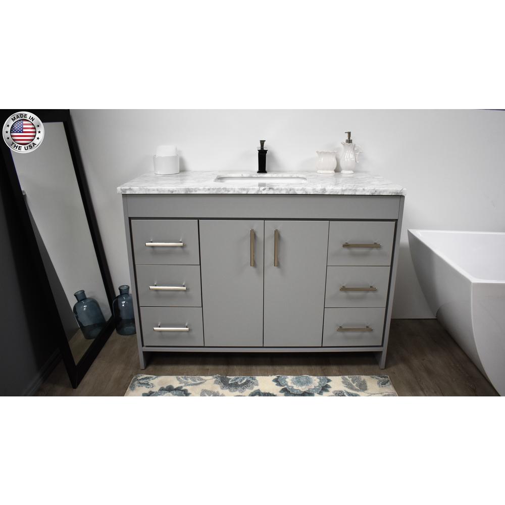 Capri 48" Modern Bathroom Vanity in Grey with Carrara Marble By Volpa USA | Bathroom Accessories |  Modishstore 