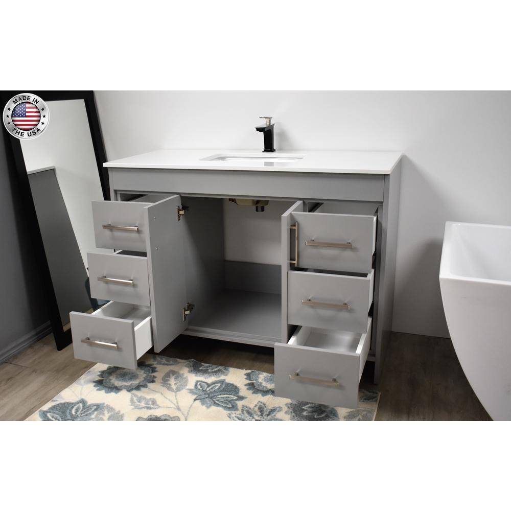 Capri 48" Modern Bathroom Vanity in Grey By Volpa USA | Bathroom Accessories |  Modishstore  - 2