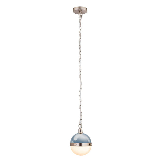 Harmelin 1-Light mini pendant in Brushed Steel / Pastel Blue ELK Lighting | Pendant Lamp | Modishstore