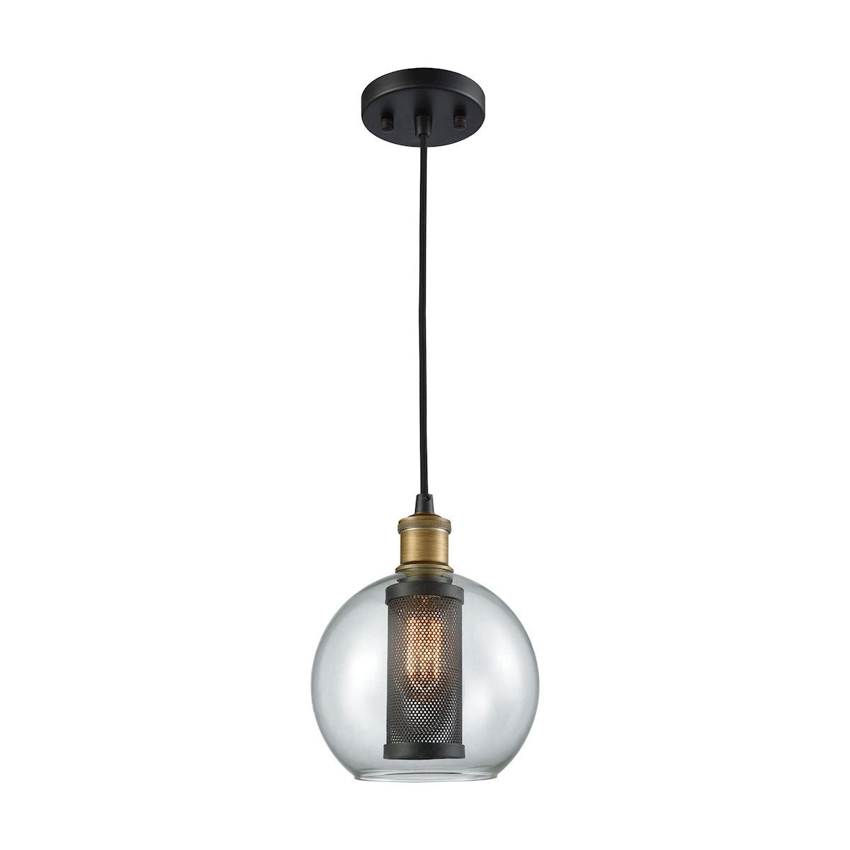 Bremington 1-Light Mini Pendant in Oiled Bronze with Clear Glass and Cage ELK Lighting | Pendant Lamps | Modishstore