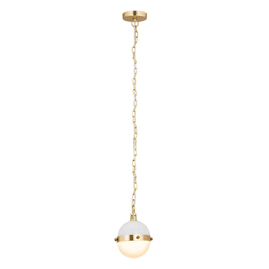 Harmelin 1-Light mini pendant in Satin Brass / White ELK Lighting | Pendant Lamp | Modishstore