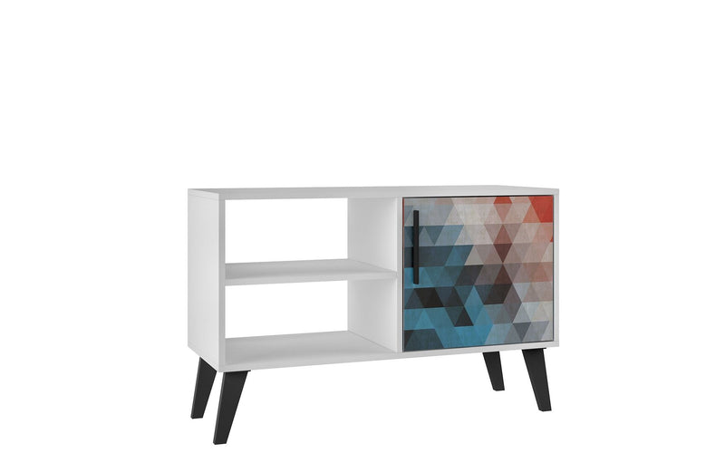 Manhattan Comfort Mid-Century- Modern Amsterdam 35.43" TV Stand with 3 Shelves in White | TV Stands | Modishstore-6