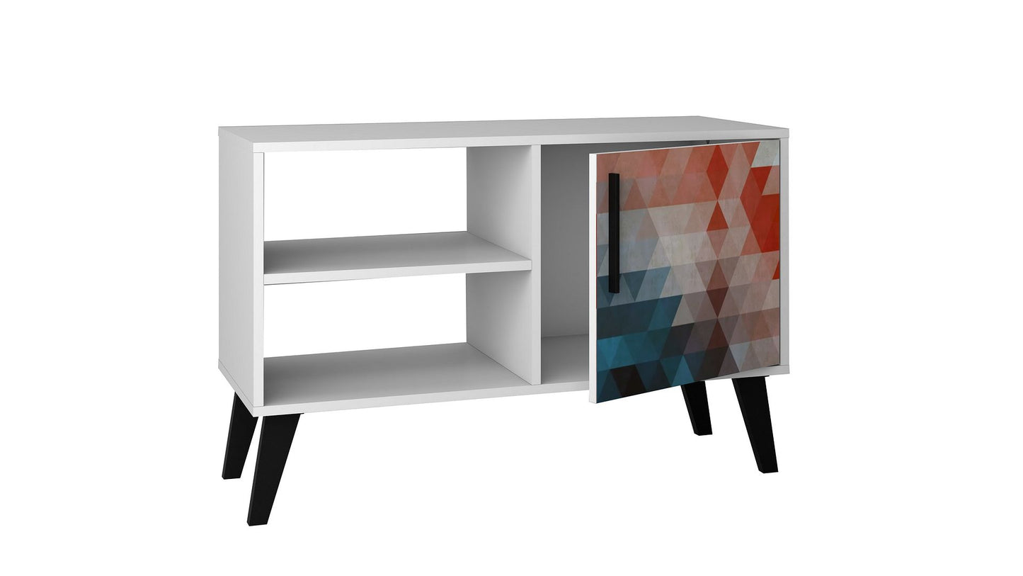 Manhattan Comfort Mid-Century- Modern Amsterdam 35.43" TV Stand with 3 Shelves in White | TV Stands | Modishstore-7