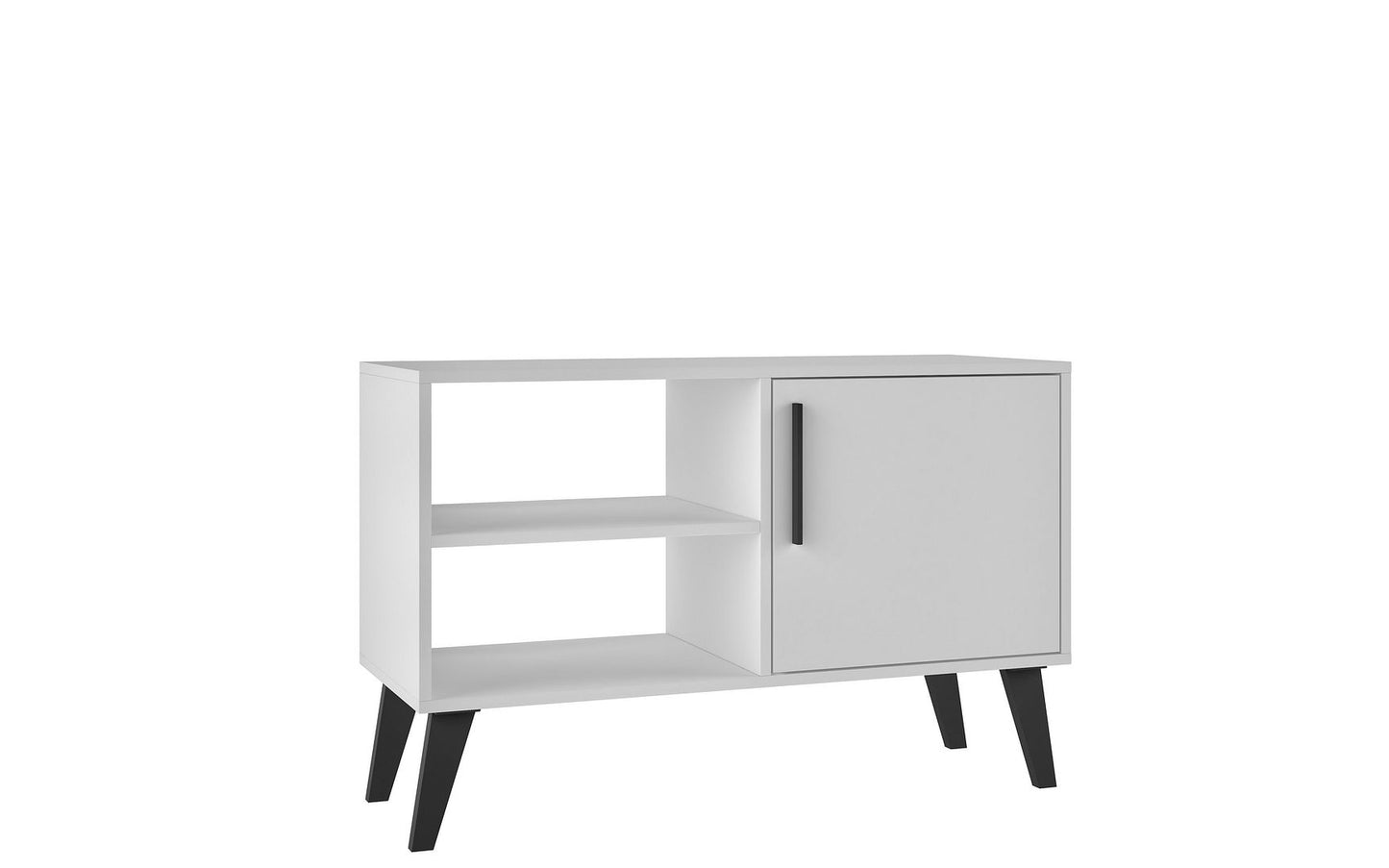 Manhattan Comfort Mid-Century- Modern Amsterdam 35.43" TV Stand with 3 Shelves in White | TV Stands | Modishstore