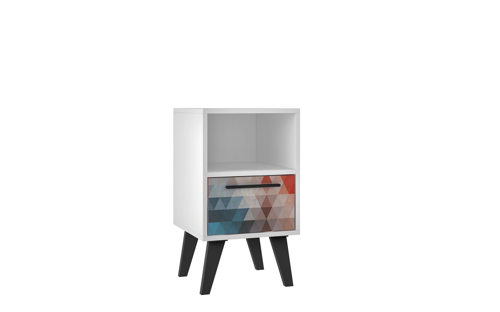Manhattan Comfort Mid-Century- Modern Amsterdam Nightstand 1.0 with 1 Shelf in White | Nightstands | Modishstore-8