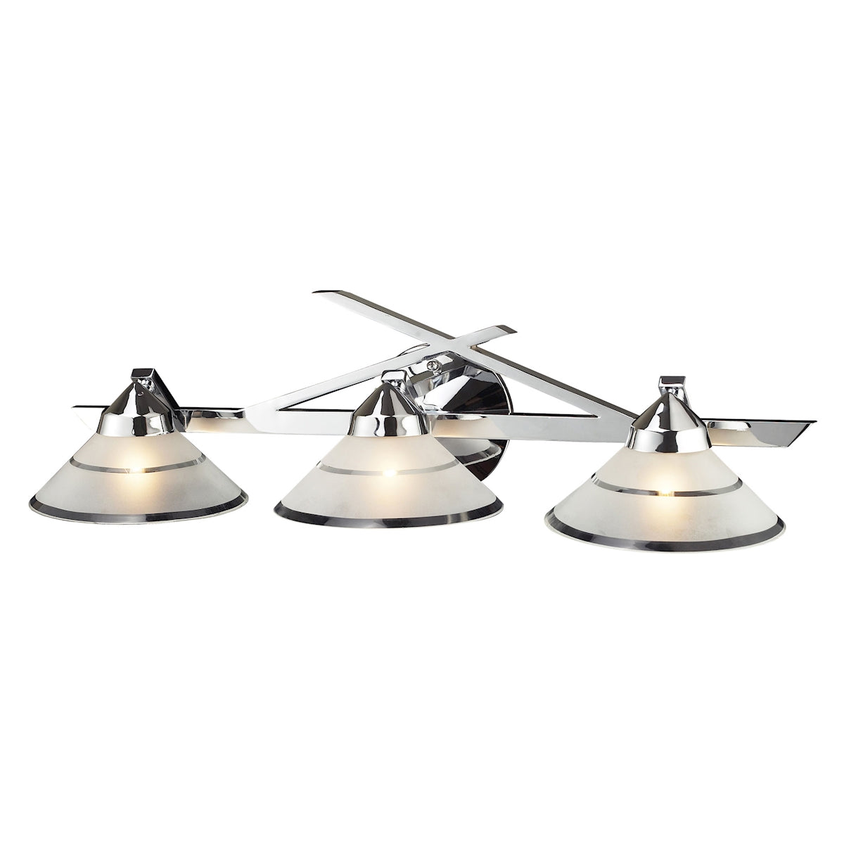 Refraction 3-Light Vanity Lamp in Polished Chrome with Banded Satin Glass ELK Lighting | Vanity Light | Modishstore