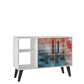 Manhattan Comfort Mid-Century- Modern Amsterdam 35.43" Sideboard with 4 Shelves in White | Sideboards | Modishstore-3