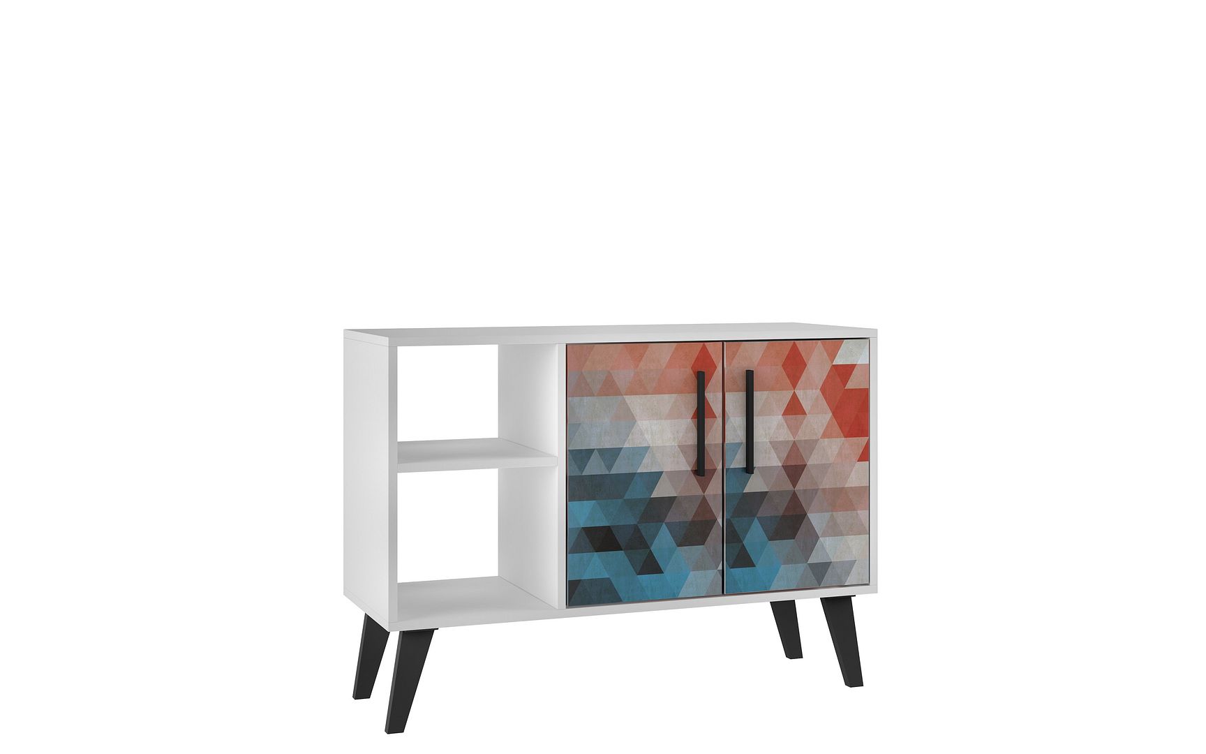 Manhattan Comfort Mid-Century- Modern Amsterdam 35.43" Sideboard with 4 Shelves in White | Sideboards | Modishstore-3