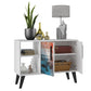 Manhattan Comfort Mid-Century- Modern Amsterdam 35.43" Sideboard with 4 Shelves in White | Sideboards | Modishstore-8