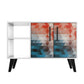 Manhattan Comfort Mid-Century- Modern Amsterdam 35.43" Sideboard with 4 Shelves in White | Sideboards | Modishstore-9