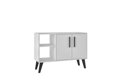 Manhattan Comfort Mid-Century- Modern Amsterdam 35.43" Sideboard with 4 Shelves in White | Sideboards | Modishstore