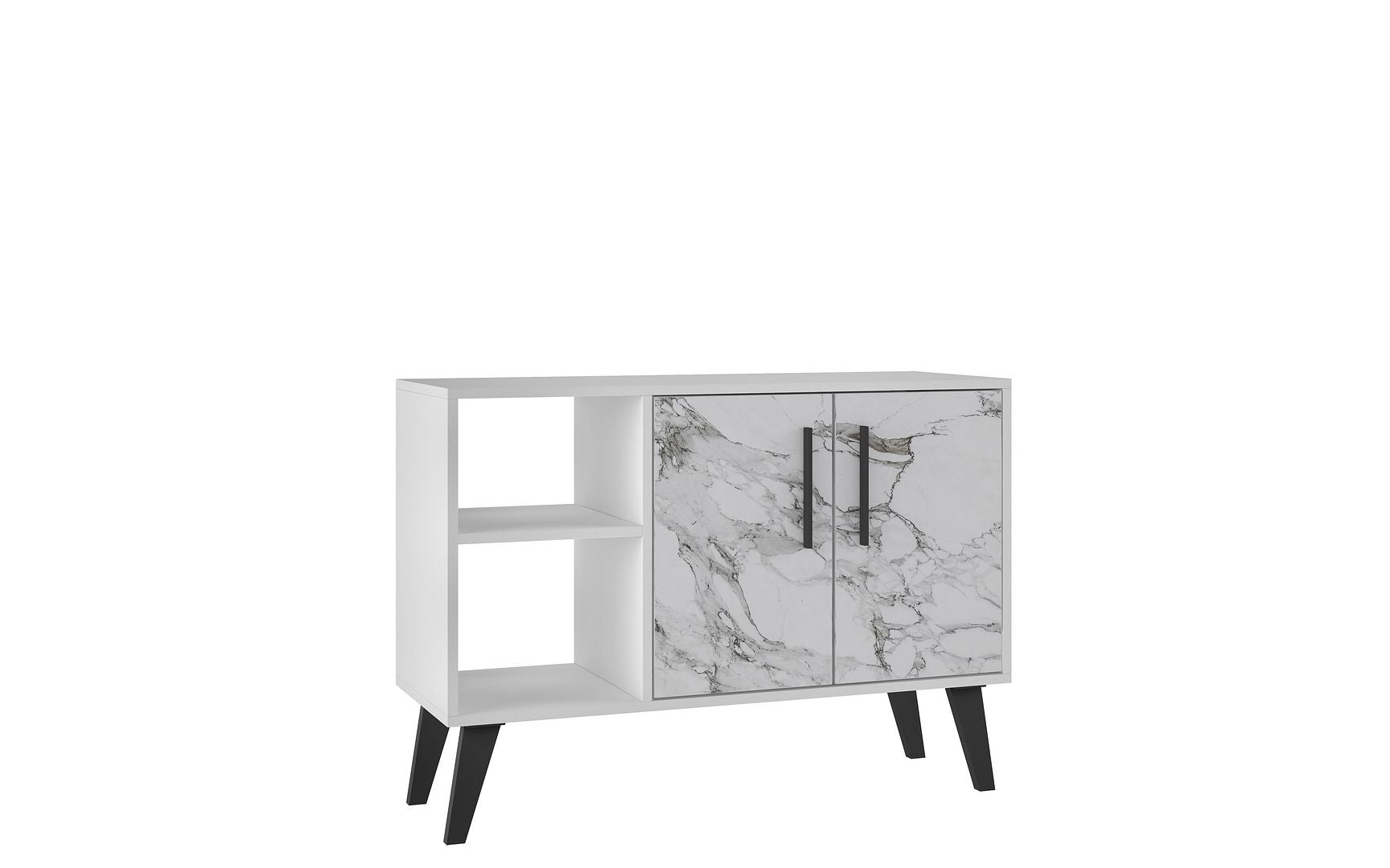 Manhattan Comfort Mid-Century- Modern Amsterdam 35.43" Sideboard with 4 Shelves in White | Sideboards | Modishstore-2