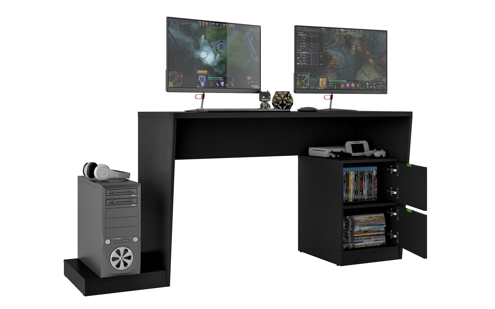 Manhattan Comfort Randalls Gamer Desk 1.0 with 2 Drawers in Black | Desks | Modishstore