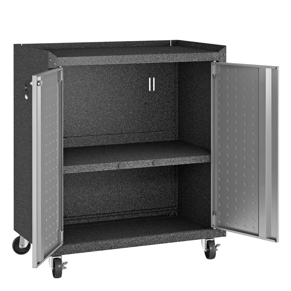 Manhattan Comfort 3-Piece Fortress Mobile Space-Saving Steel Garage Cabinet and Worktable 1.0  in Grey | Cabinets | Modishstore-6